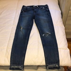 ZARA dark blue skinny jeans with rip detail